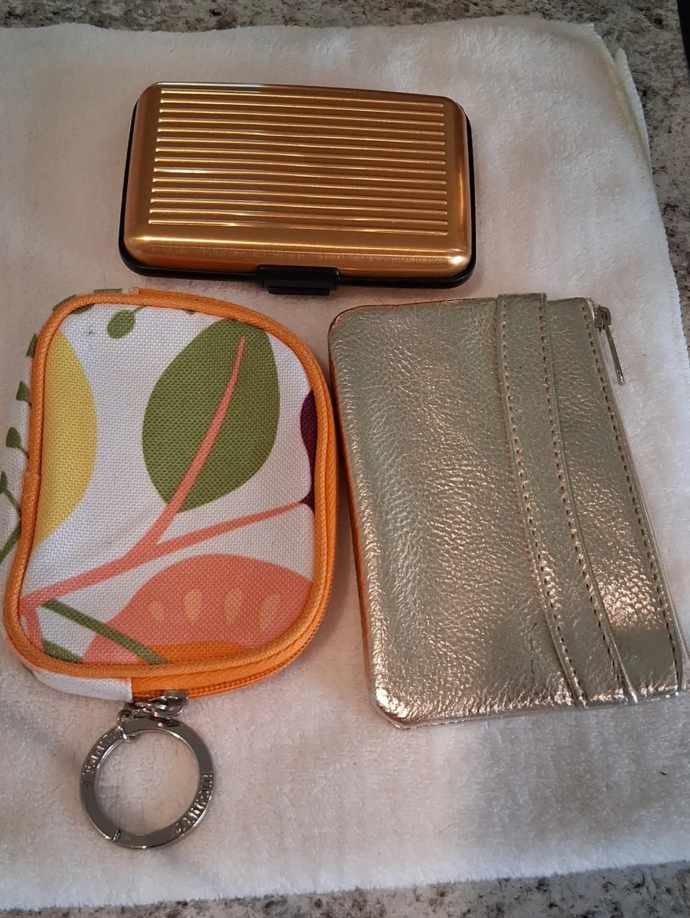 Bundle: Metallic Card Holder Set, Change Purse And Wallet.